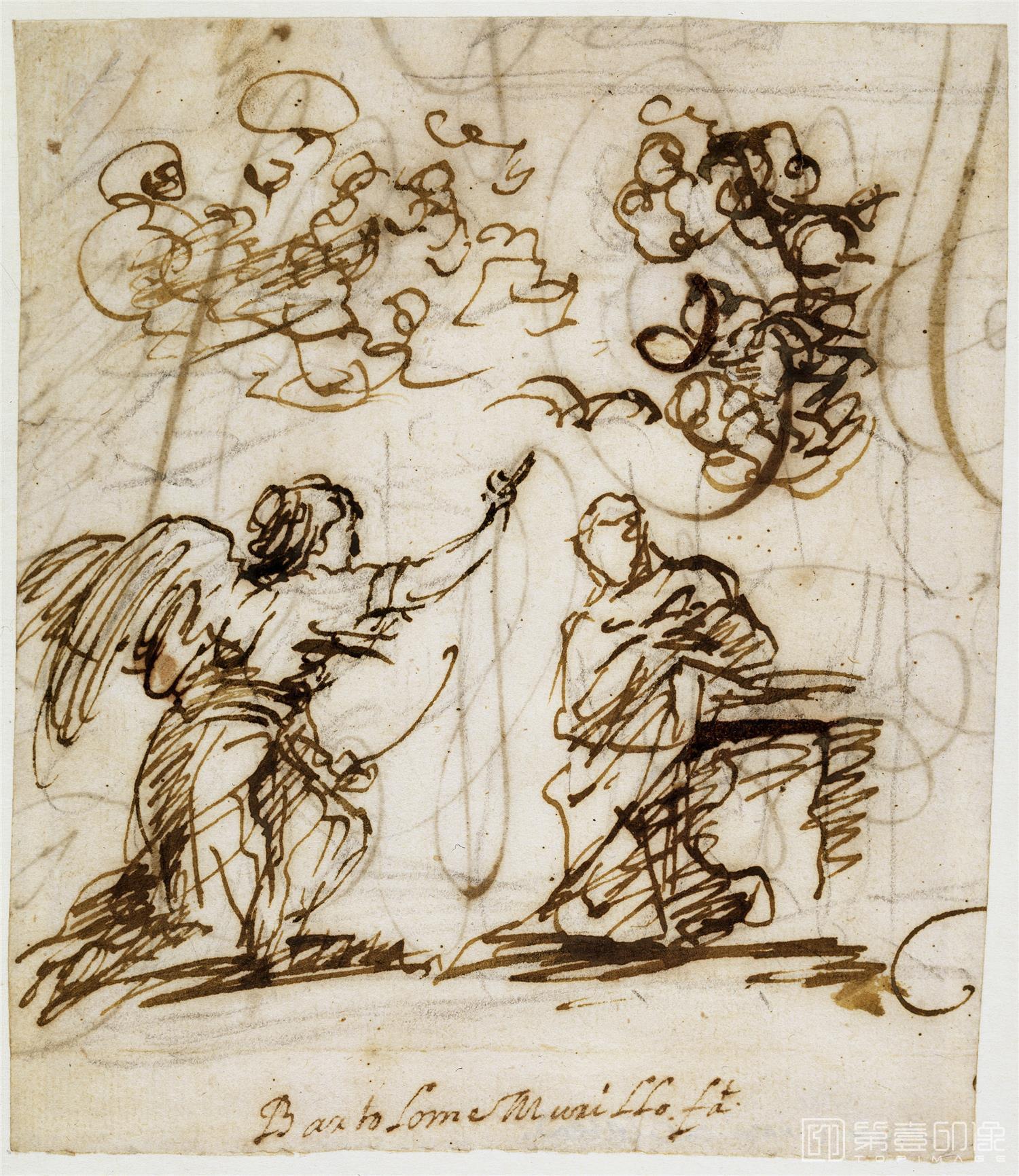 素描-西班牙普拉多美术馆素描藏画-Murillo, Bartolome Esteban-La Anunciacion-1447